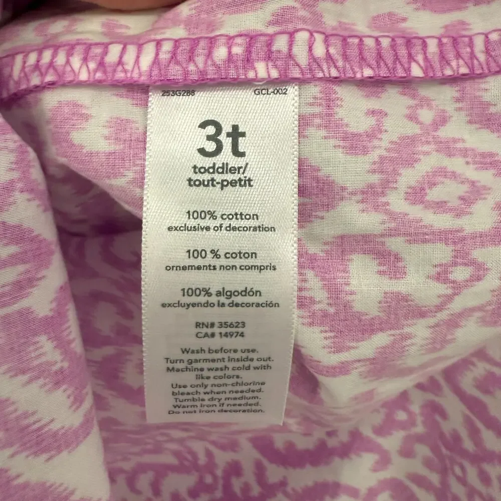 Carters Girls Sleeveless Blouse Shirt Tunic Size 3T Purple White Ikat Pom Pom
